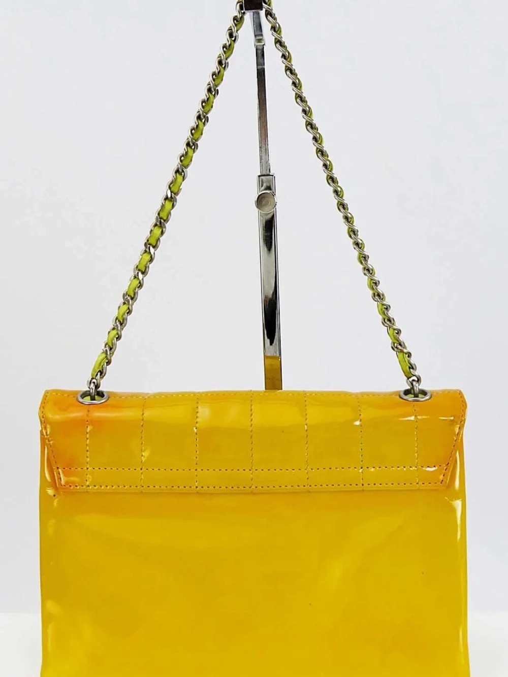 CHANEL Yellow Patent Quilted Shoulder Bag with Chain